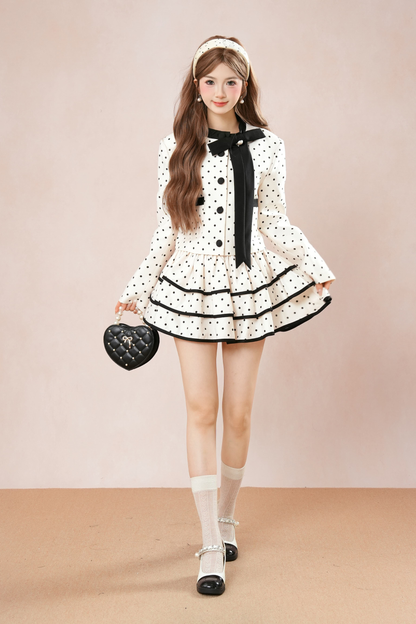French Dot Jacket + Tiered Skirt