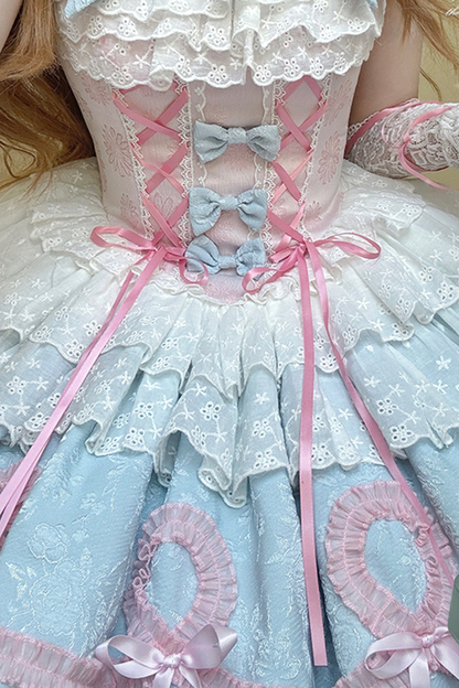 Butterfly Princess Lolita Dress + Petticoat + Clip + Ruffle Sleeve Shirt
