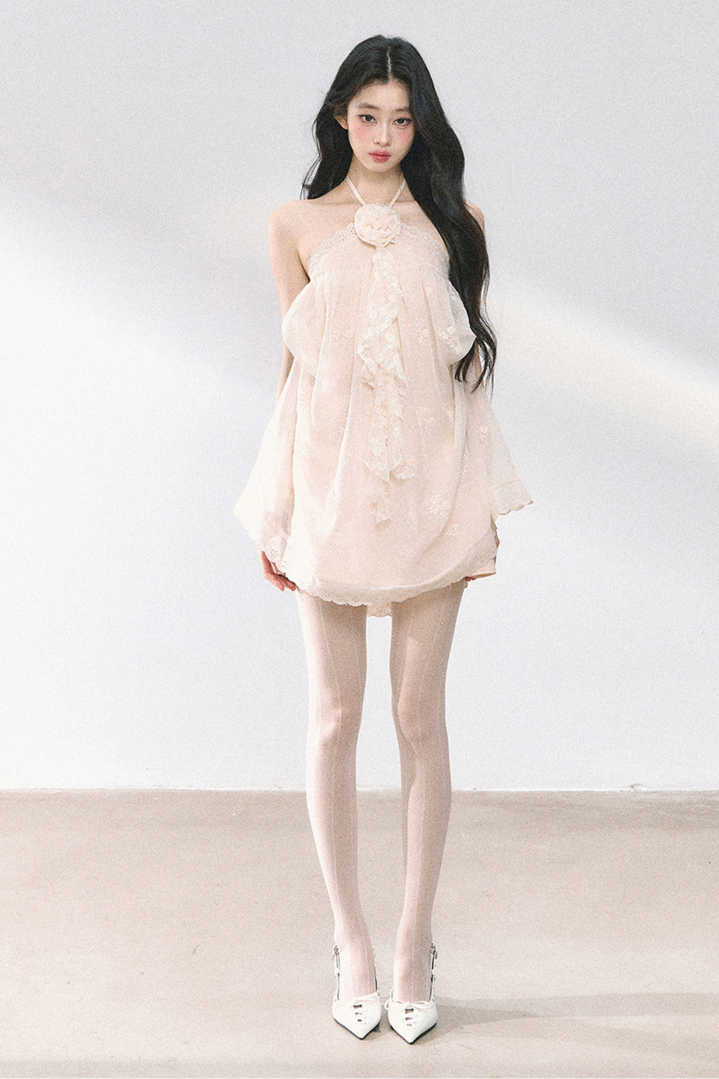 Wendy Lace Flower Halter Neck Dress