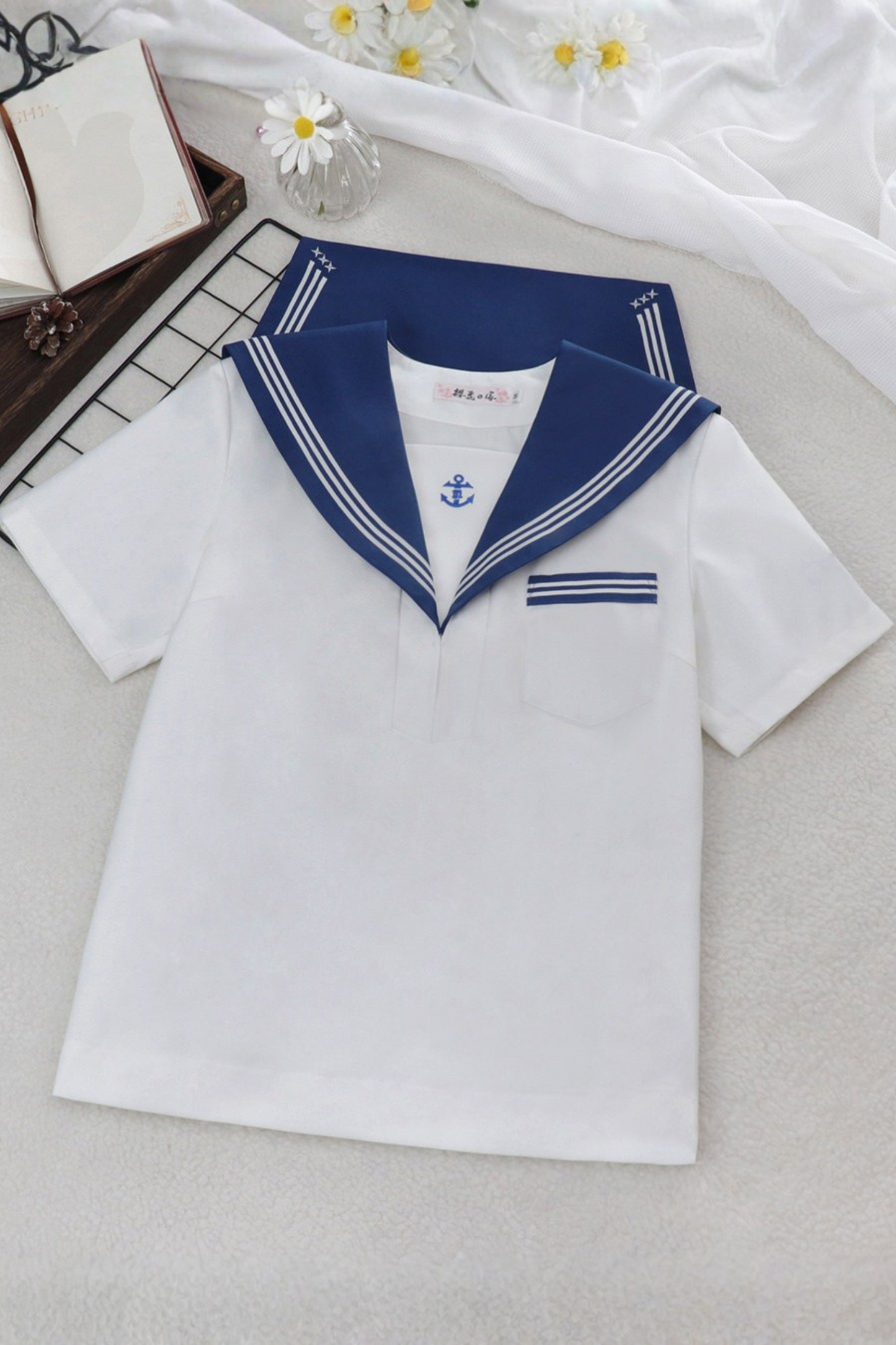 Sailor Shirt + Suspender Shorts + Tie + Beret