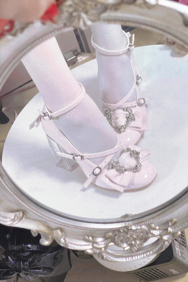 Love Buckle Crystal Heel Shoes
