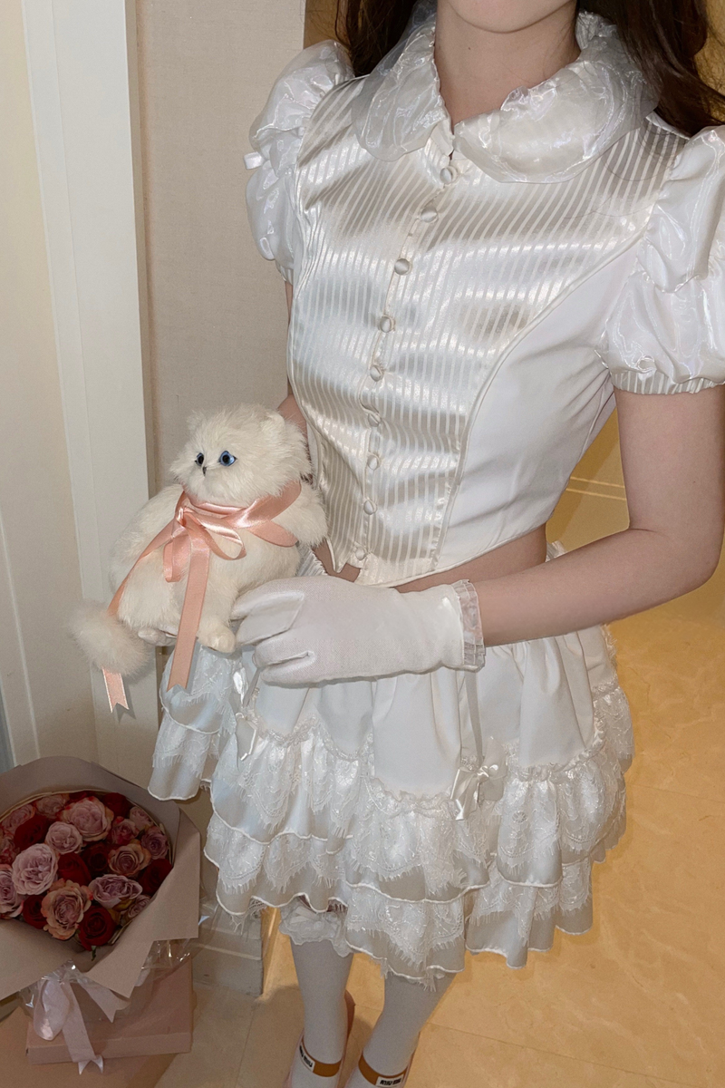 Spider Web French Blouse + Long Skirt