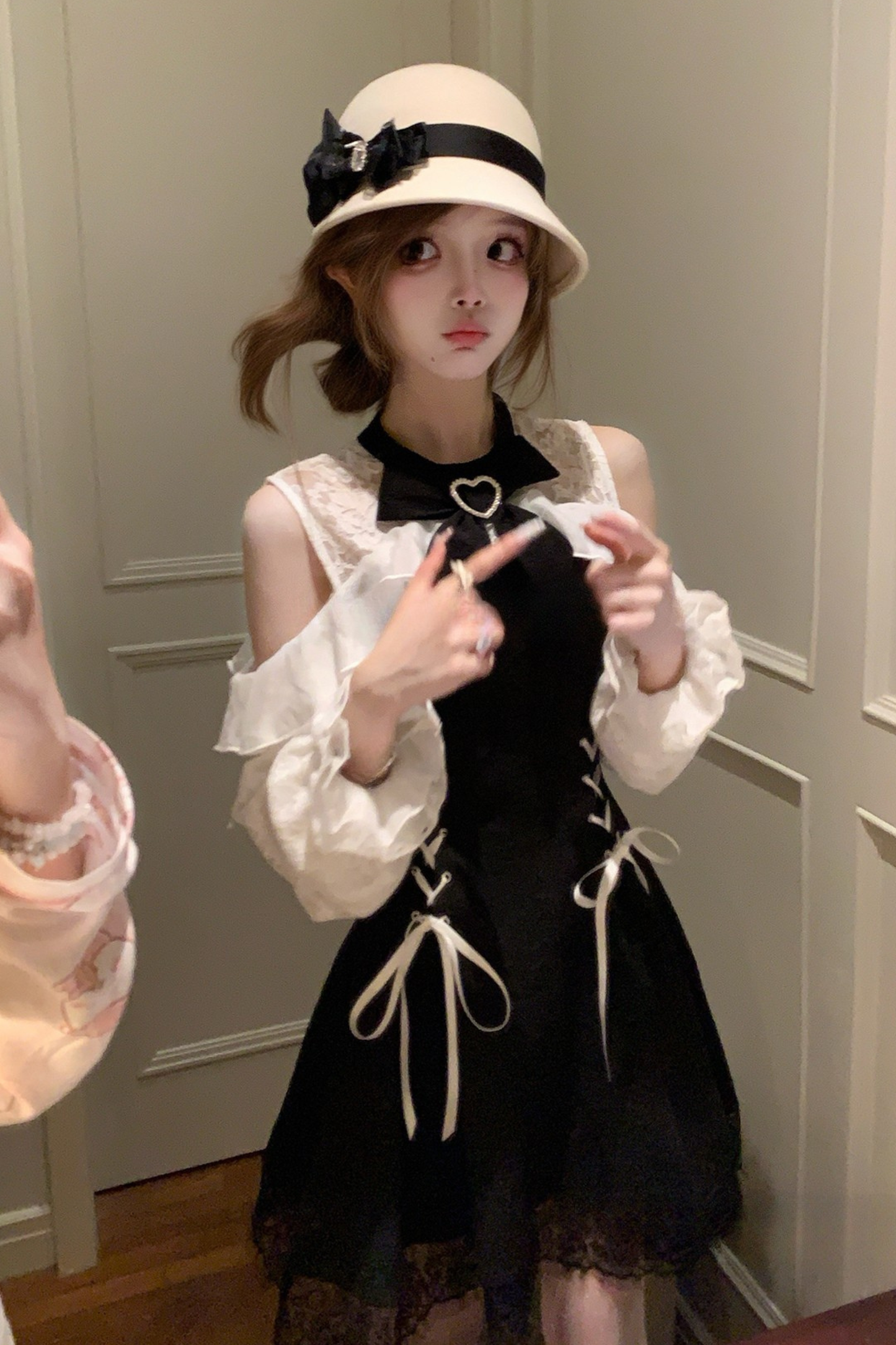 Lace-up Off-shoulder Dress