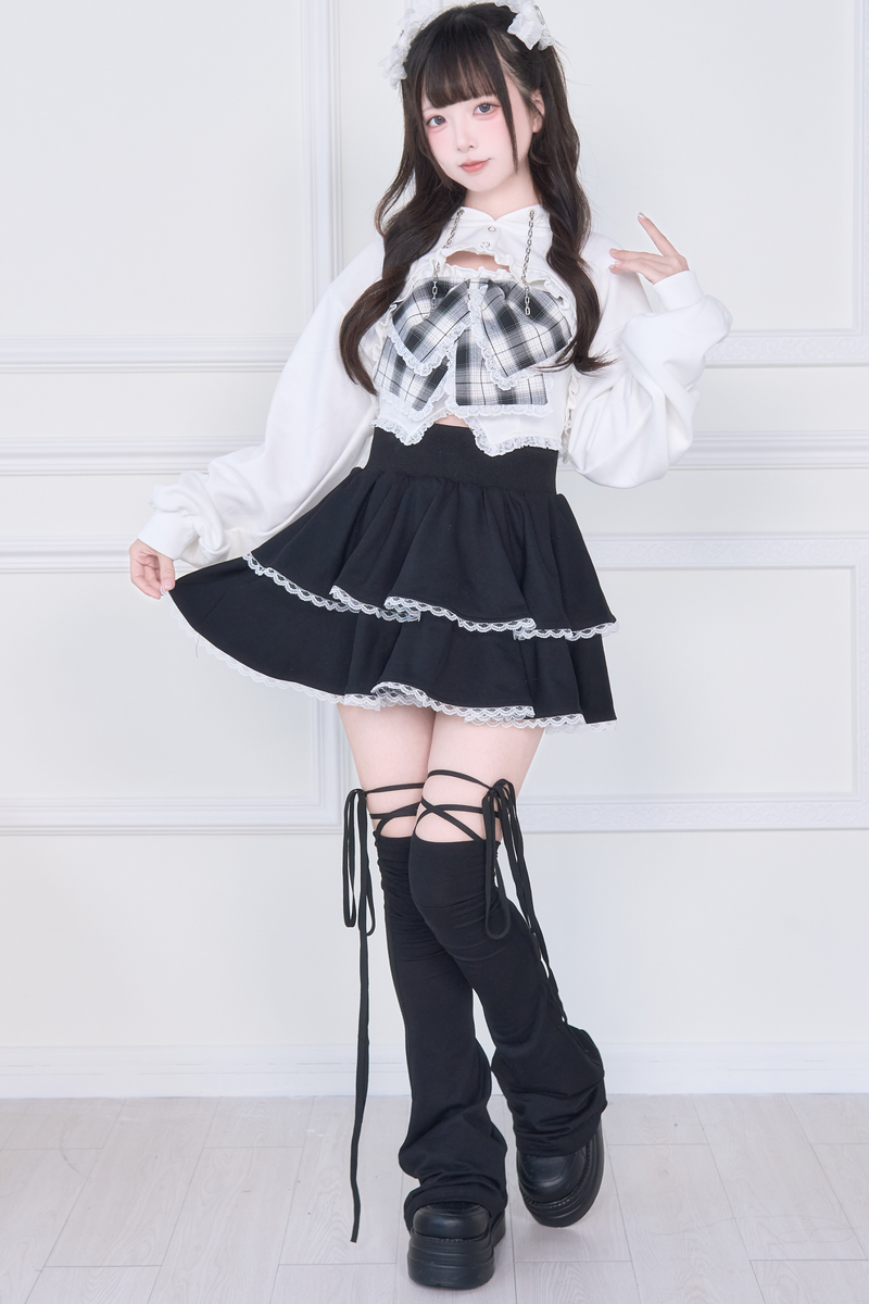 Ribbon Vest + Short Sweatshirt