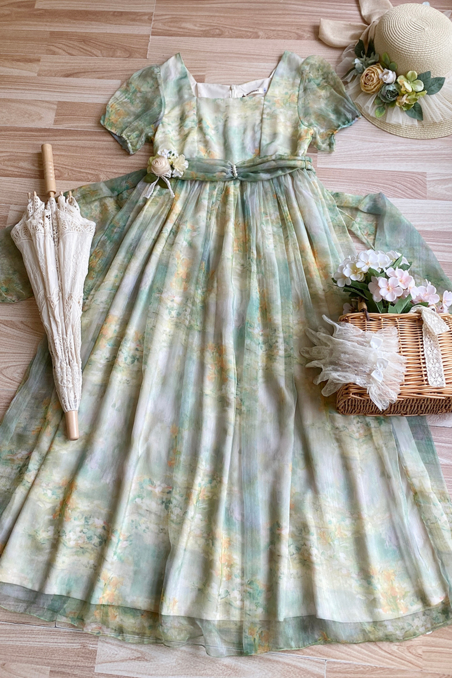 Marble Art High Waist Mark Lolita Dress