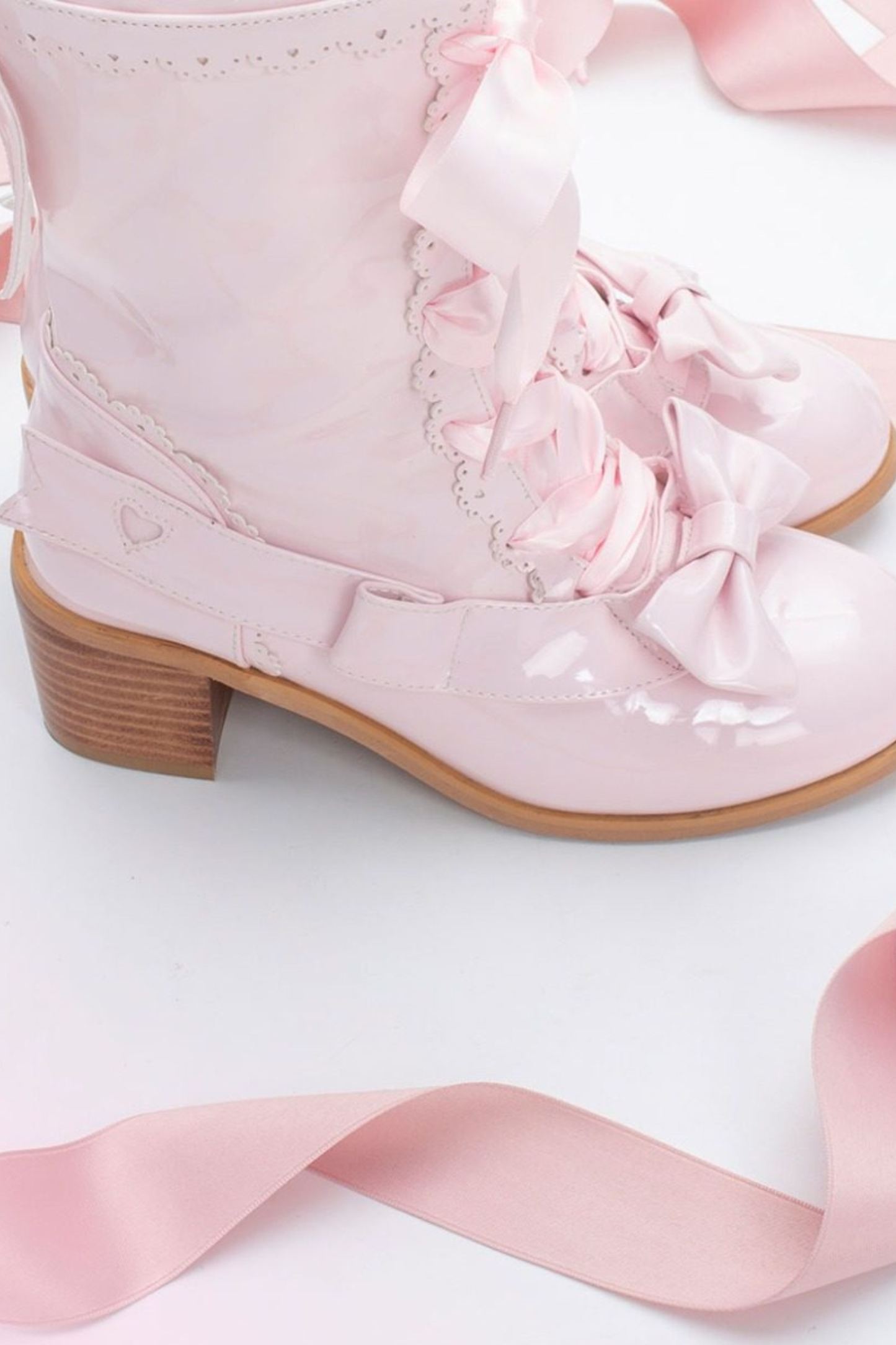 Ribbon Lace Up Mid Calf Boots