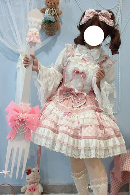 Heart Suspender Tiered Dress + Headpiece + Tail