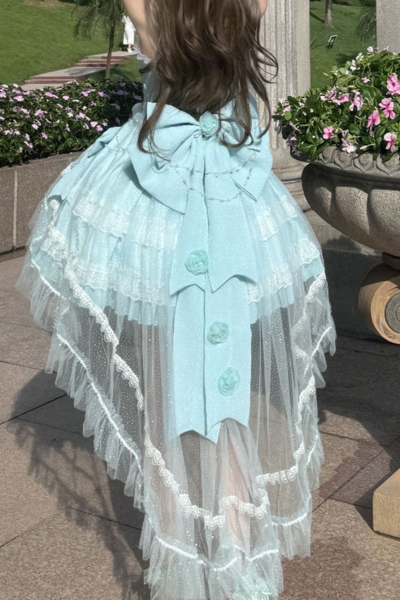 Tube Top Lolita Dress + Sleeves + Head Accessory