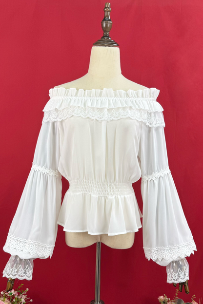 Off-shoulder Long Sleeve Romantic Blouse