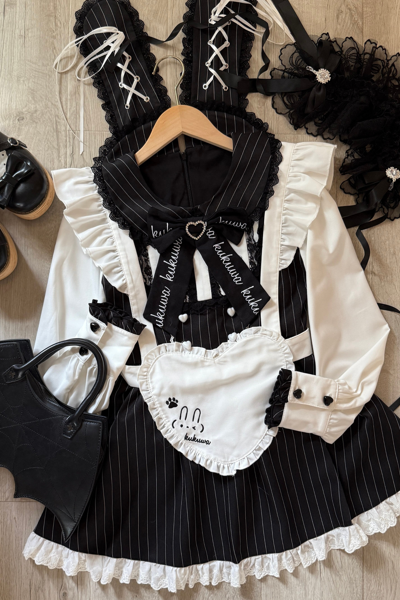 Dark Angel Lace Up Dress + Apron + Sweater