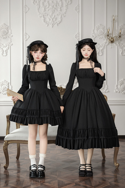 Gothic Dress + Fake Collar + Hat