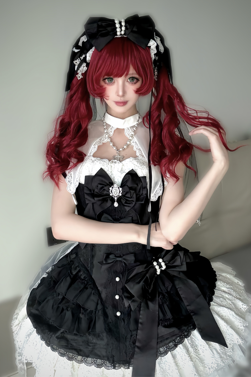 Dark Paradise Jsk + Detachable Collar + Waist Ribbon + Back Ribbon + Tail Veil