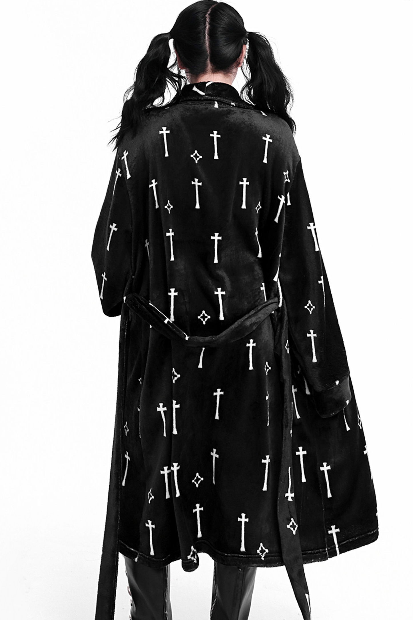 Gothic Cross Flannel Nightgown Coat + Loose Pants + Jacket