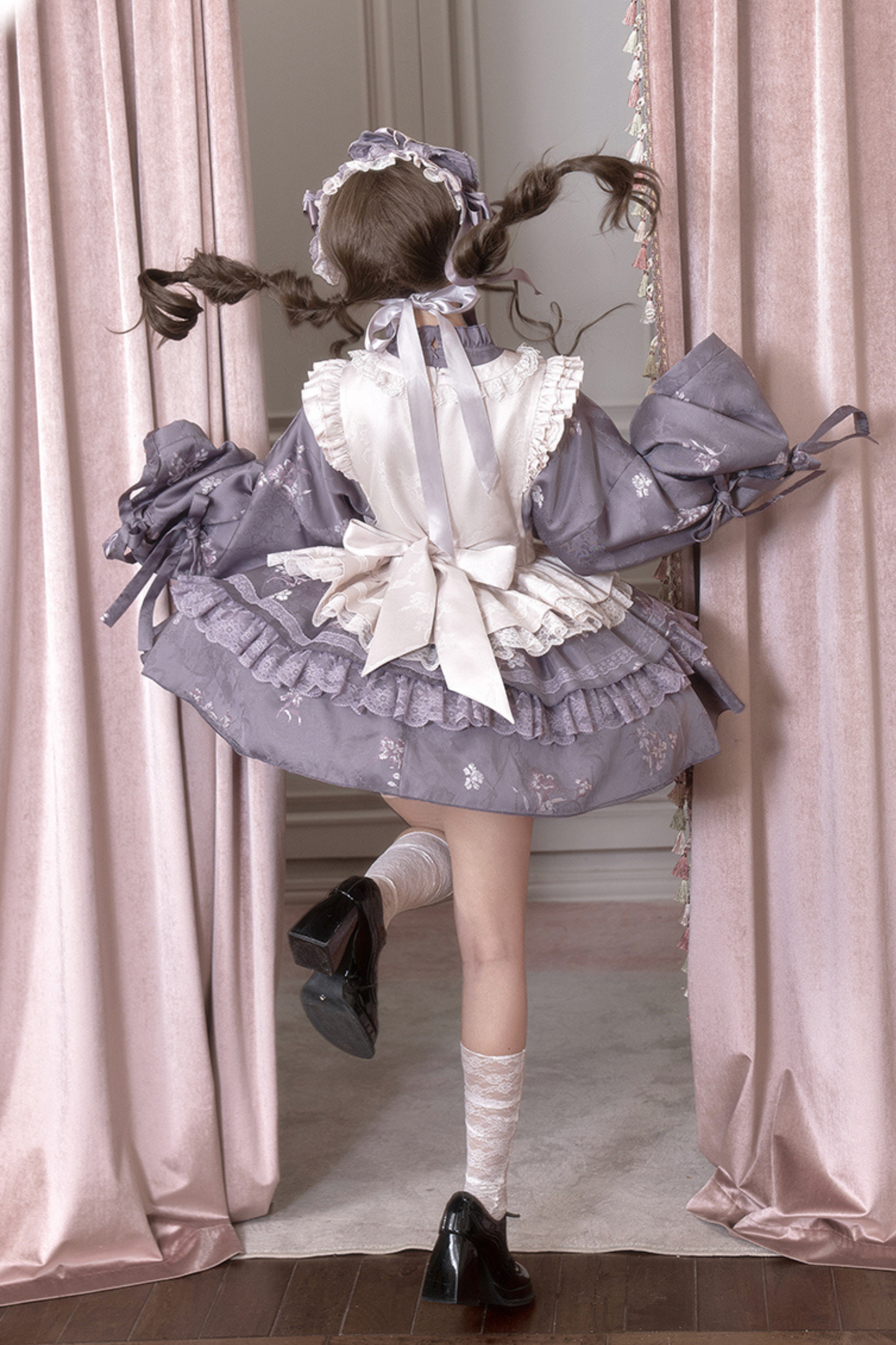 Chinese-style Ruffle Dress + Vest + Headband