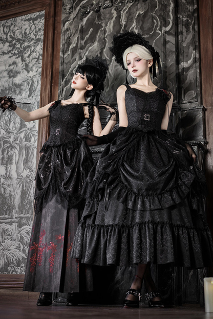 Gothic Corset Top + Short Coat + Hose + Curtain + Skirt + Flower + Bonnet