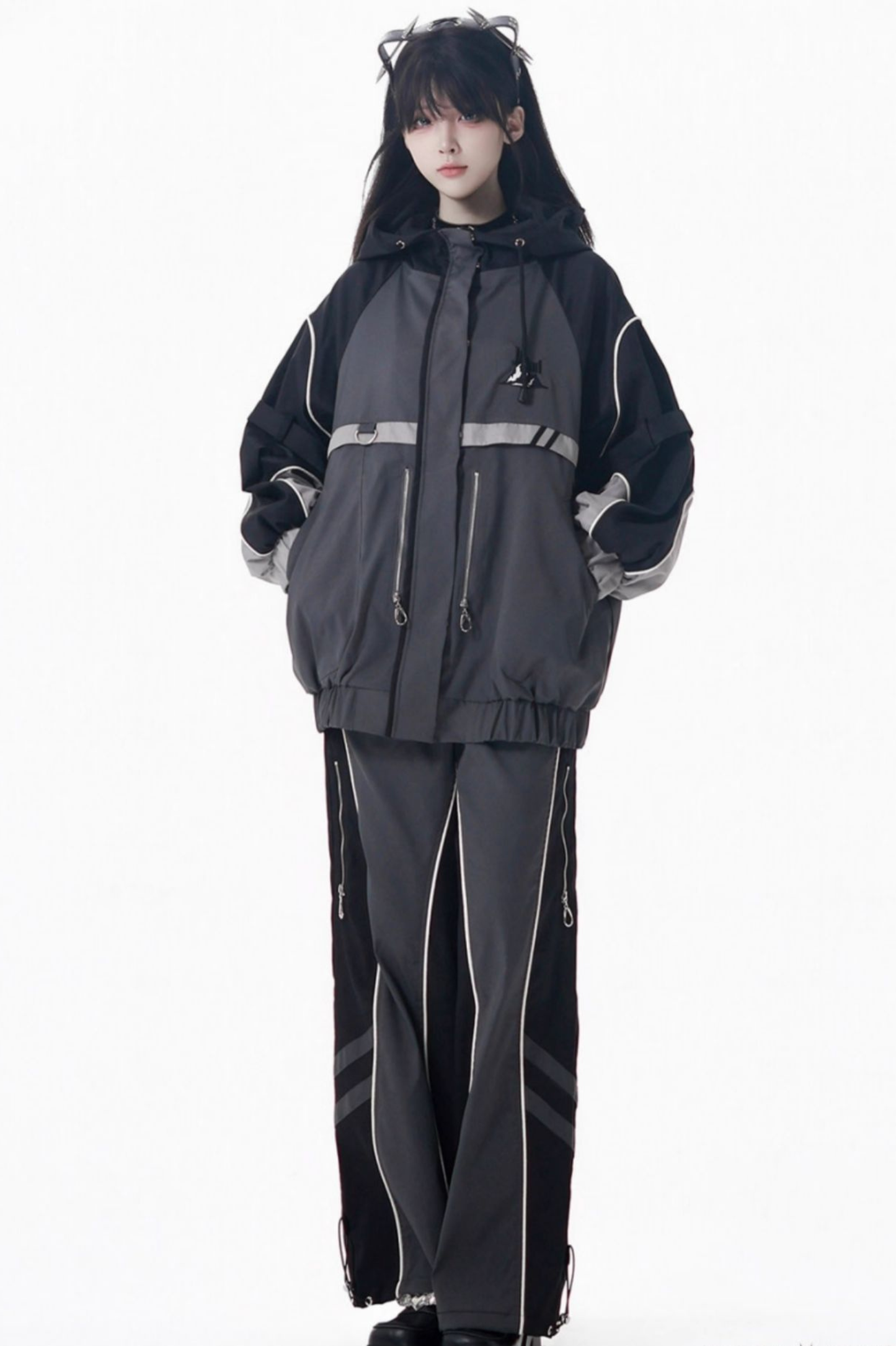 Mode Style Dark Jacket + Long Pants + Skirt + Leg Warmers