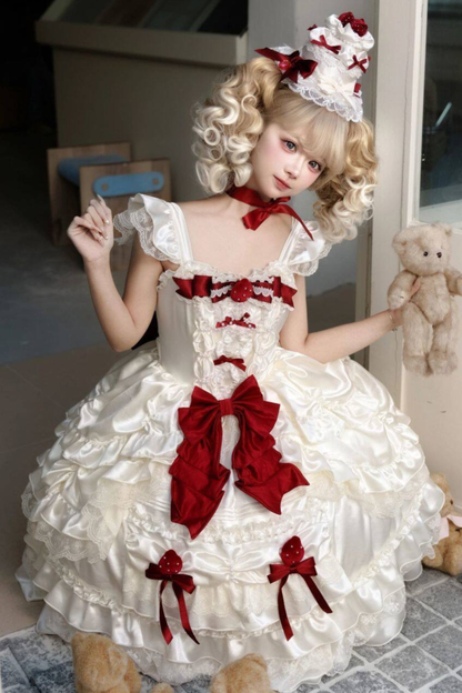 Sweet Pure Lolita Dress + Tail + Ribbon