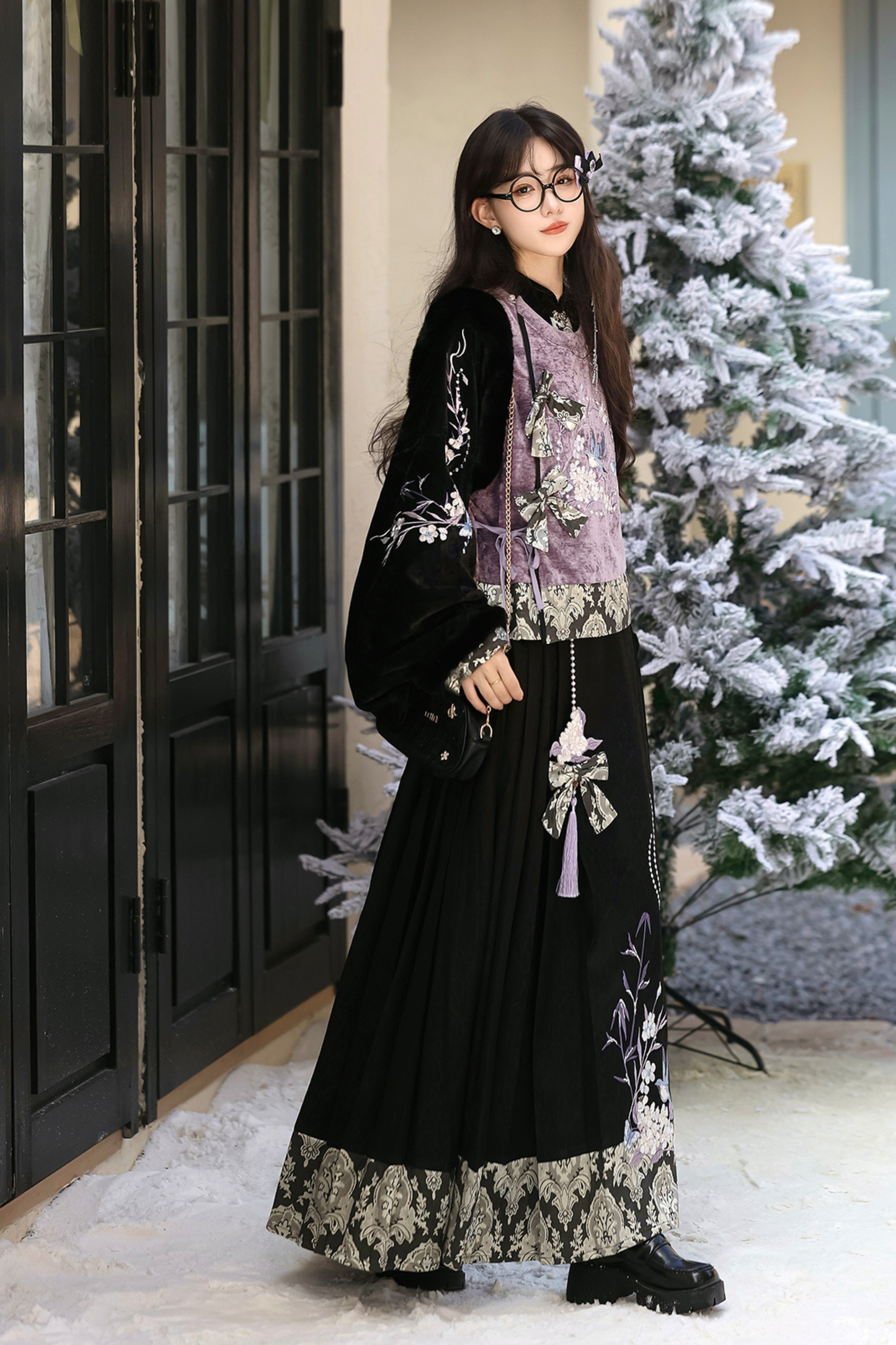 Dark Knight Chinese-style Top + Vest + Skirt