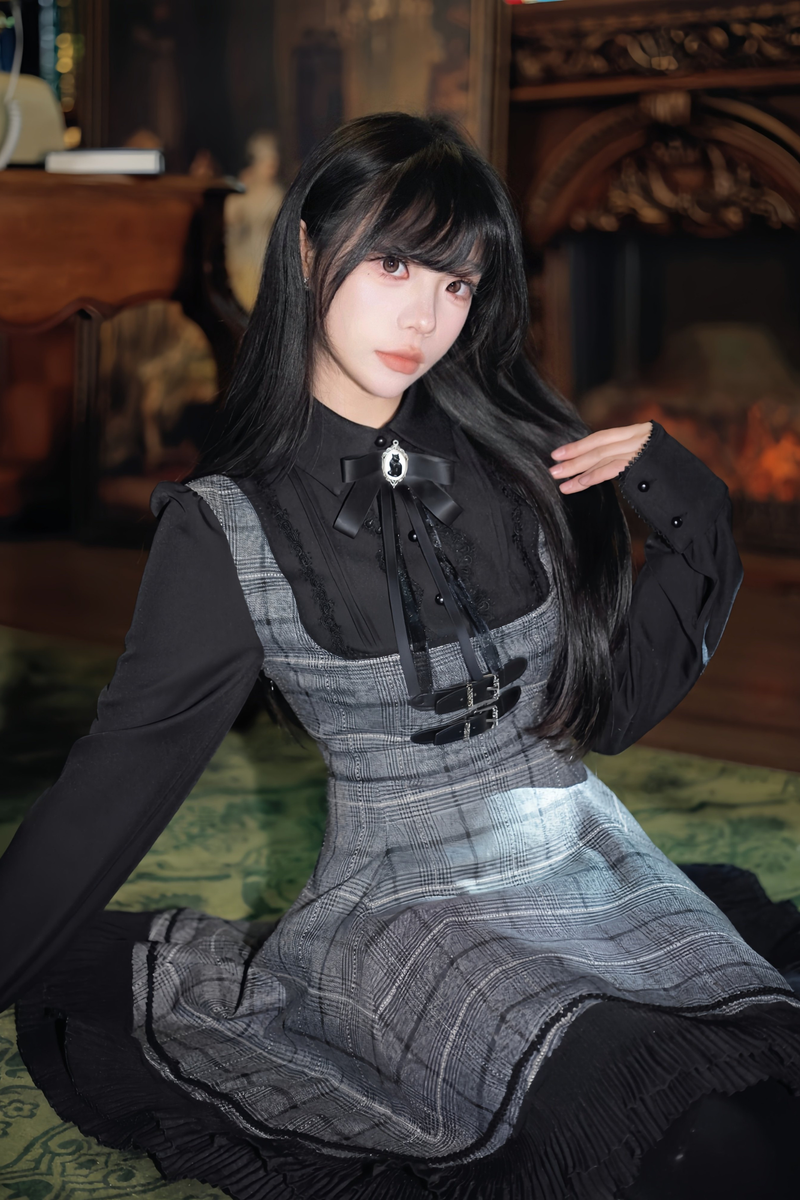 Plaid Belt Flare Dress