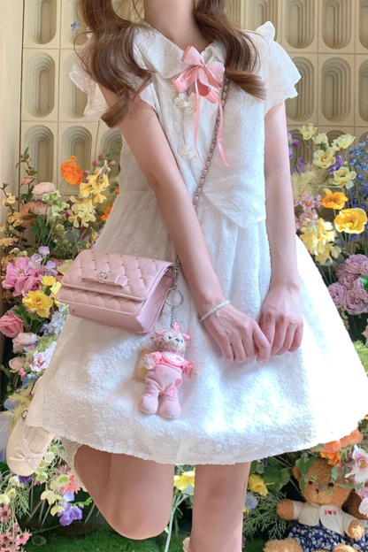 Rhinestone Bow Chain Bag