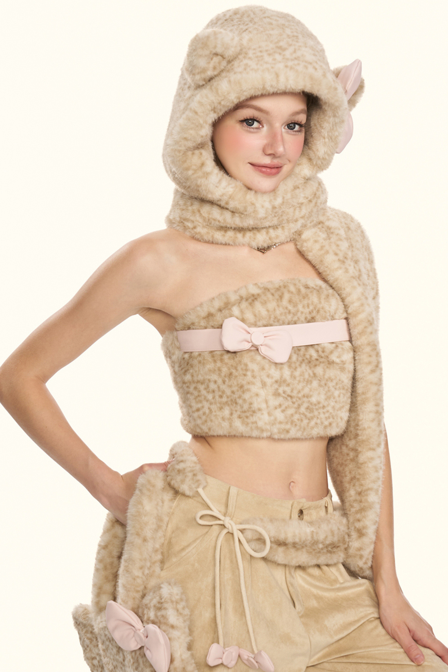 Little Milk Leopard Top + Pants + Hat + Belt