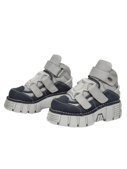 Metal Velcro High Top Platform Sneakers Shoes
