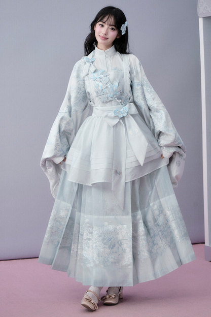 Water Mist Pure Chinese-style Jacket + Skirt + Overskirt