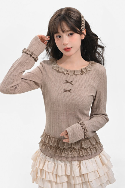 Ribbon Ruffle Slim Top