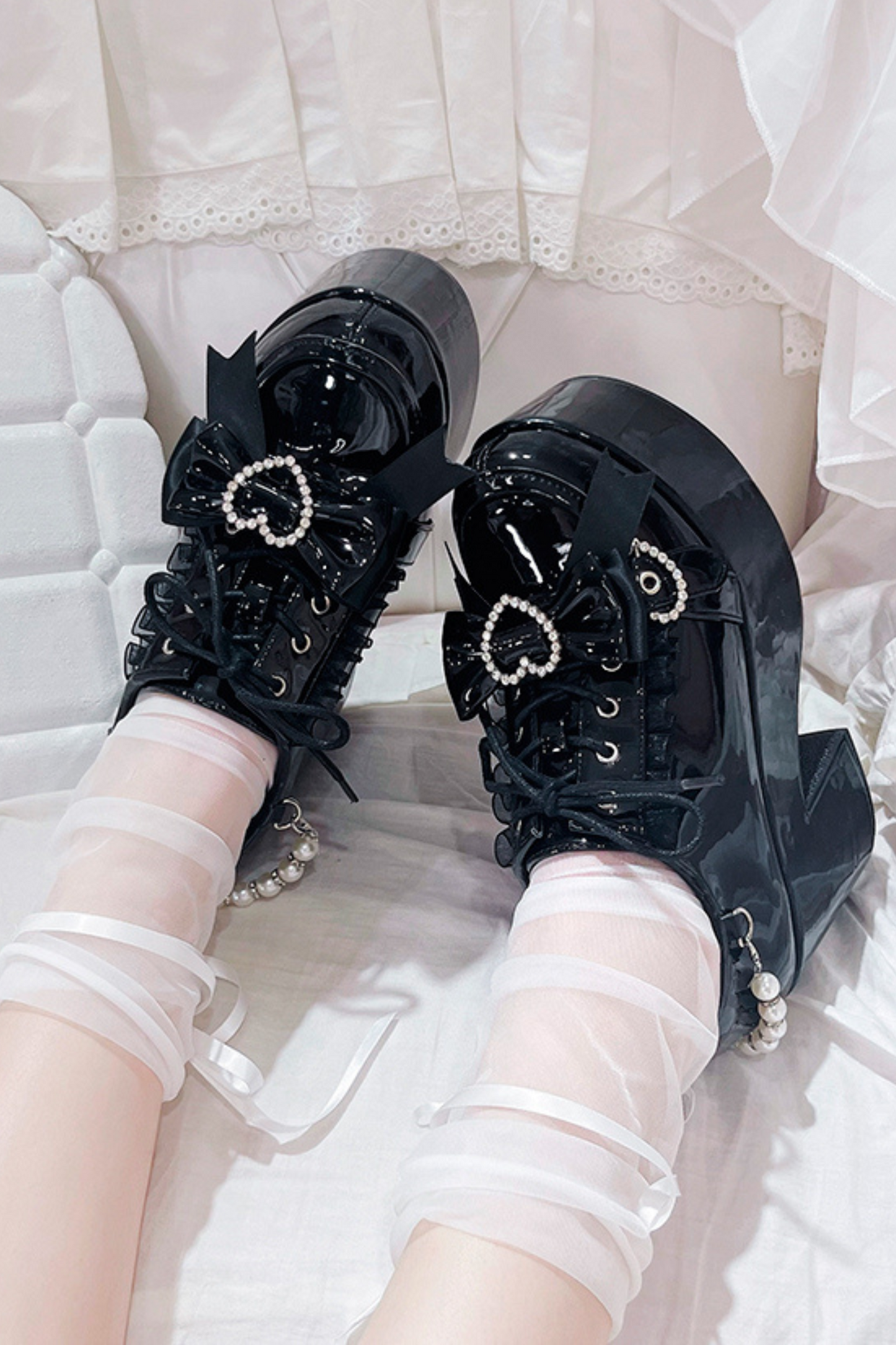 Jirai Ribbon Pearl Strap Doll Subculture Shoes