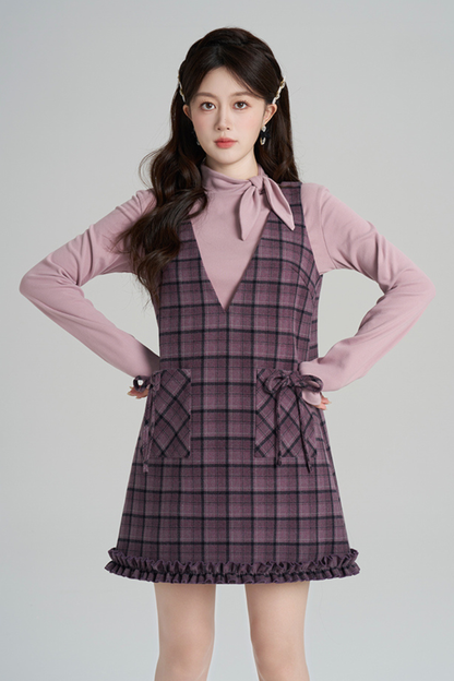 Purple Plaid Ruffle Dress + Top