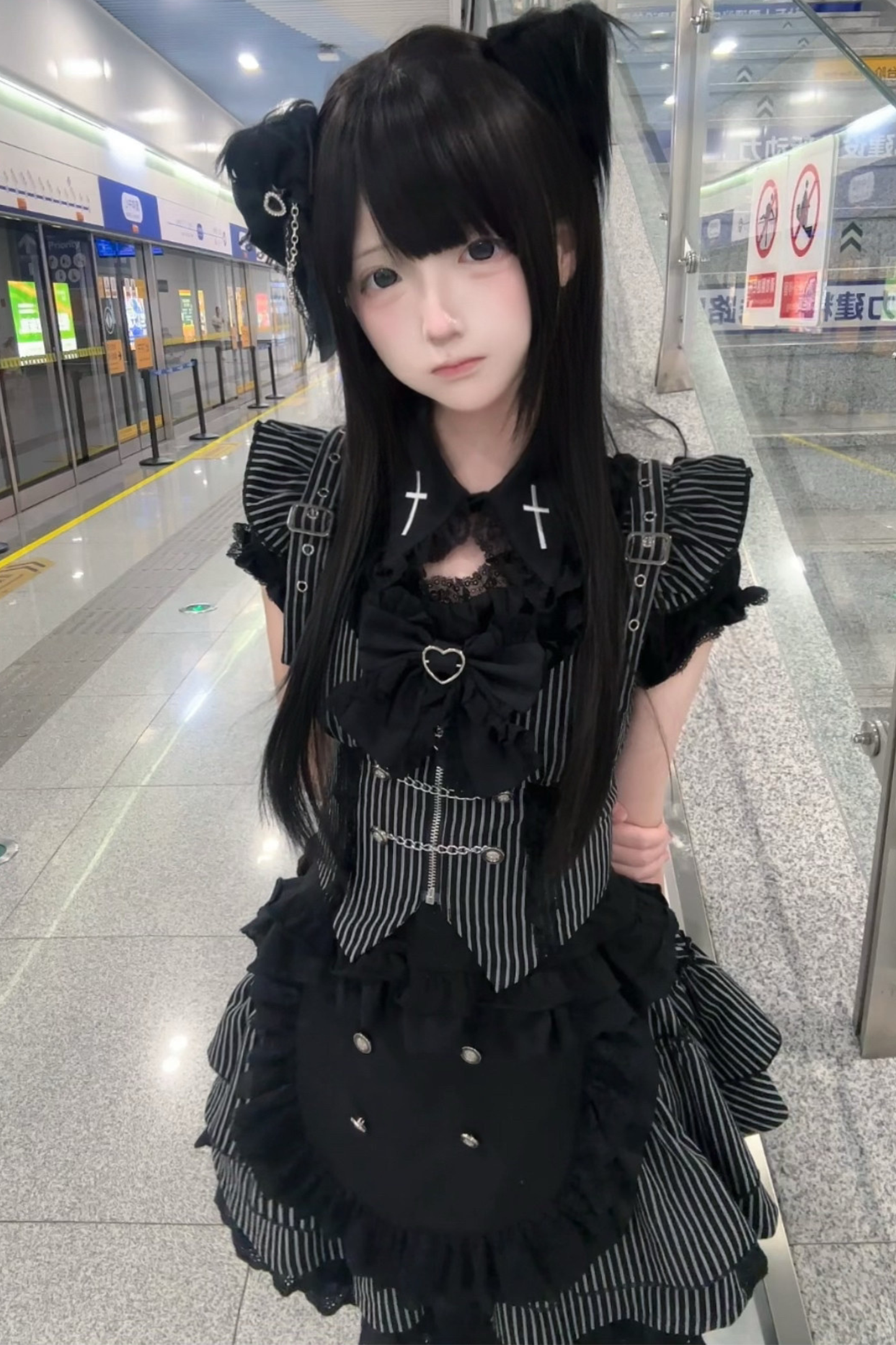 Angelic Striped Cross Vest + Tops + Skirt