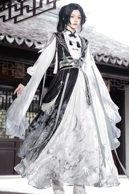 Chinese Big Sleeve Cape + Shirt + Long Skirt + Waist Belt + Chinese Top + Skirt + Camisole Dress + Leg Warmers