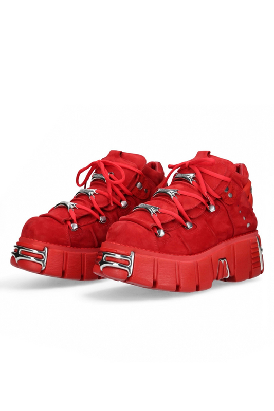 Dark Red Metallic Platform Sneakers