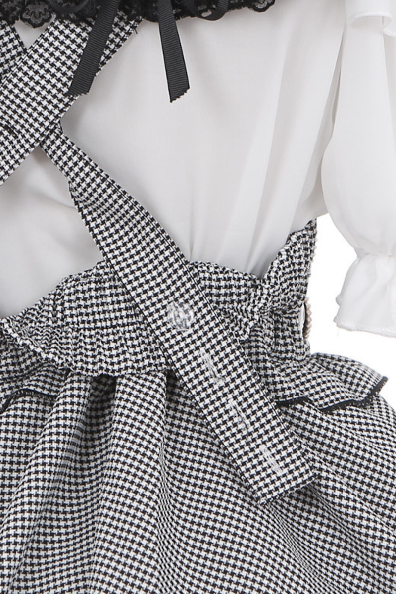 Lace Off Shoulder Top + Suspender Skirt