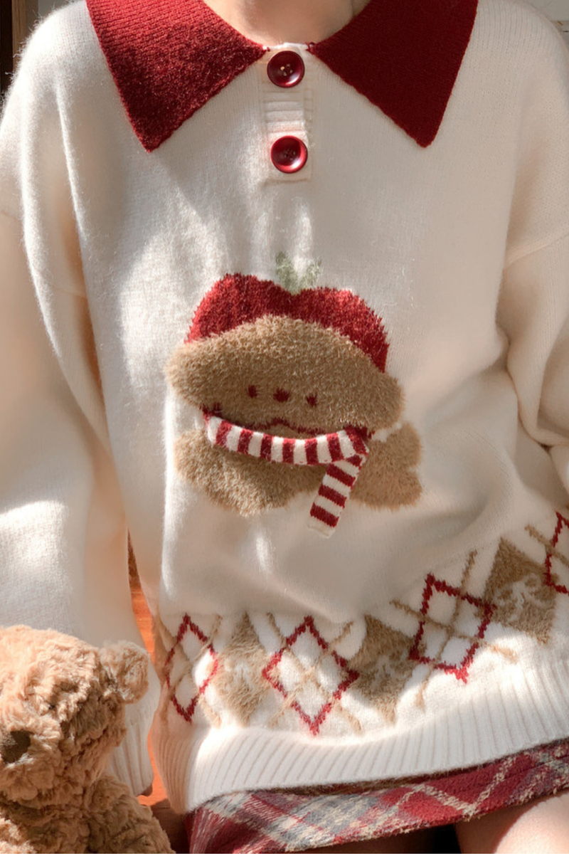 Animal Knit Polo Sweater + Cardigan