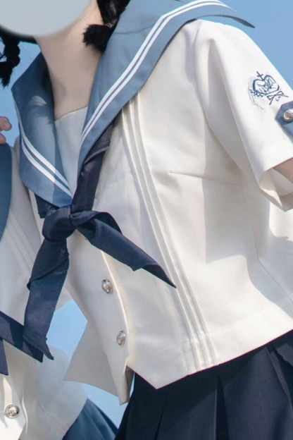 Retro College Sailor Shirt + Ribbon + Skirt