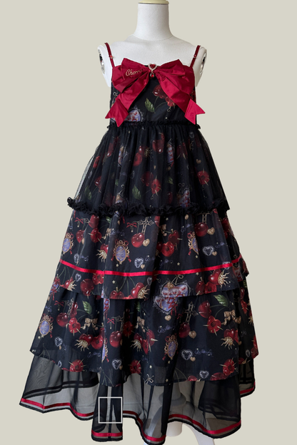 Retro Antique Cherry Sweet Lolita Dress + Jumper Skirt