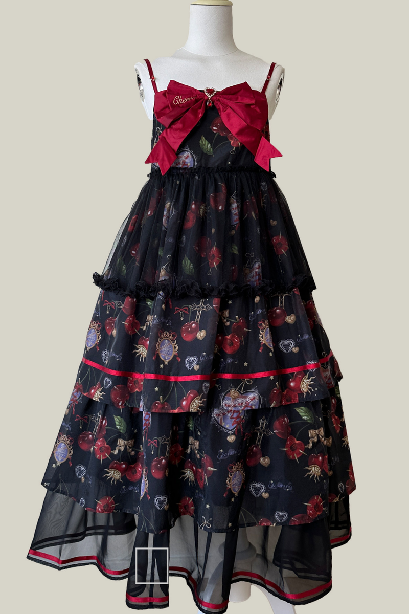Retro Antique Cherry Sweet Lolita Dress + Jumper Skirt