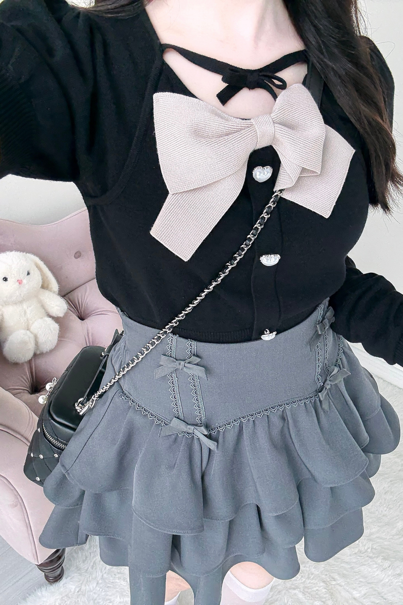 Big Ribbon Knit Top + Skirt