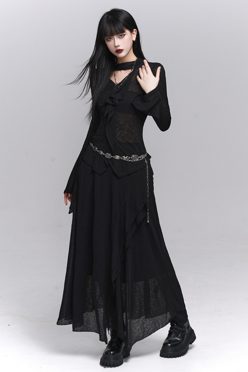Dark Top + Long Skirt