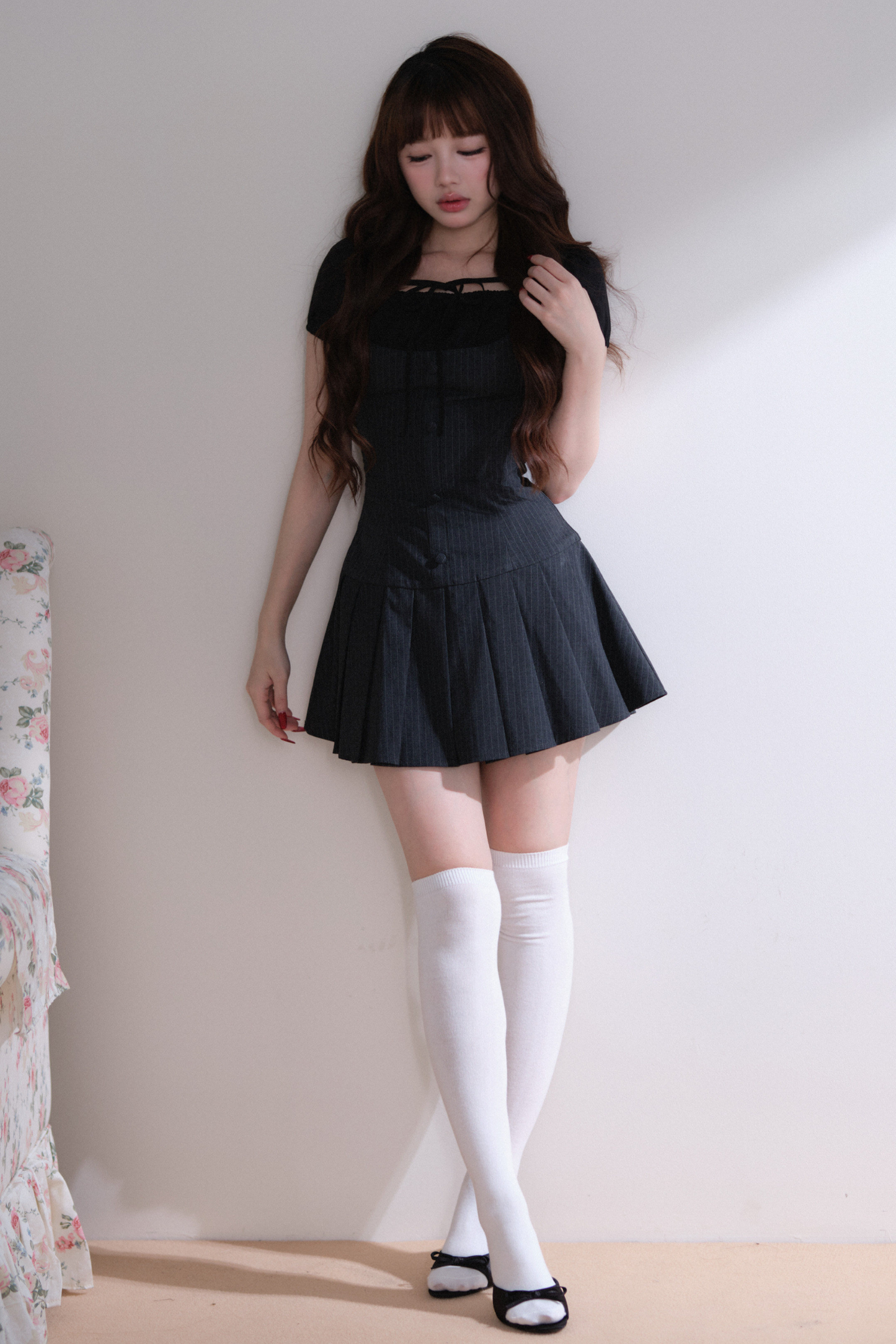 Sweet Pleated Design Dress