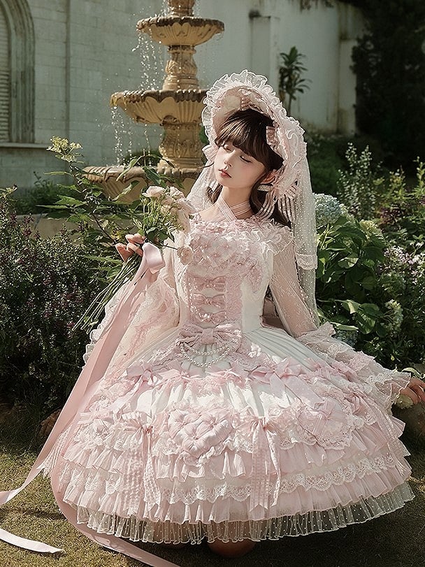 [pre-order Deadline: April 3] Pure Sweet Rose Fantasy Tiered Lolita Dress