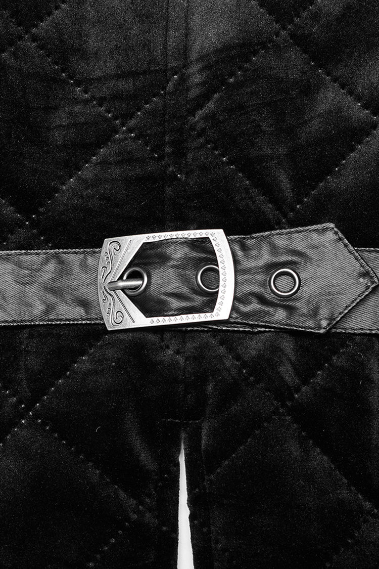 Black Inter-cotton Sleeveless Buckle Gothic Vest
