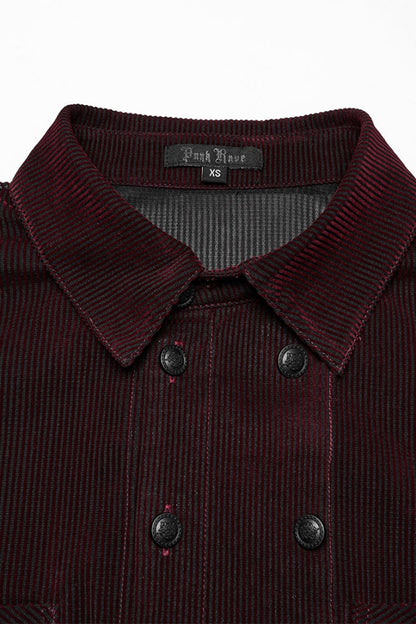 Black/red Double-breasted Long Puff Sleeves Gothic Blouse