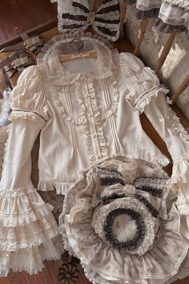 Briana Bear Print Dream Doll Lolita Dress + Jsk + Skirt + Shirt + Petticoat