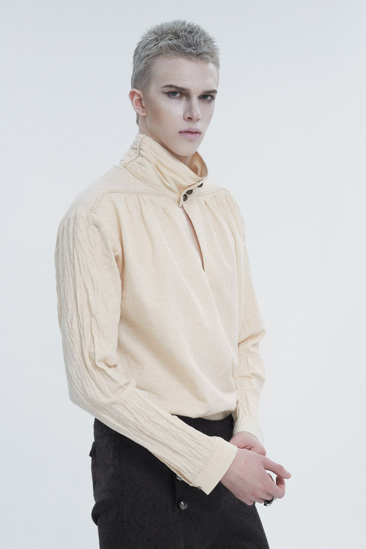 Stand Collar Ruched Gothic Shirt