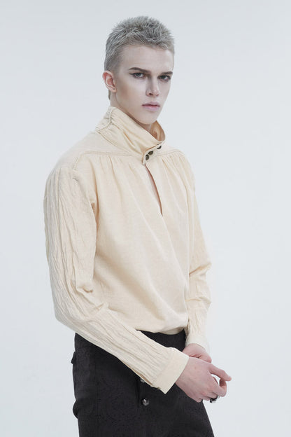 Stand Collar Ruched Gothic Shirt