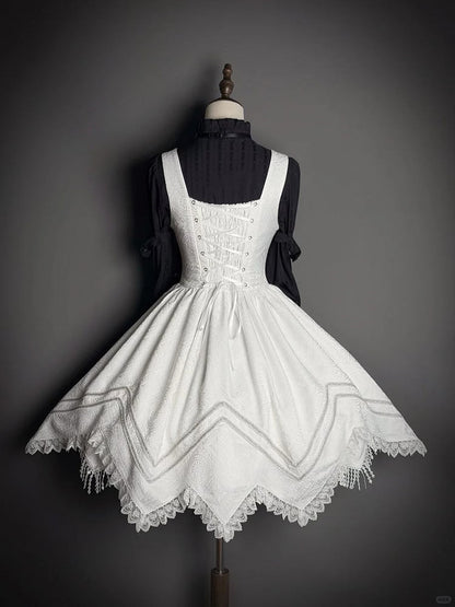 [pre-order Deadline: February 23] Dawnbreaker Gothic Ruffle Stand Collar Jacquard Ribbon Shirt