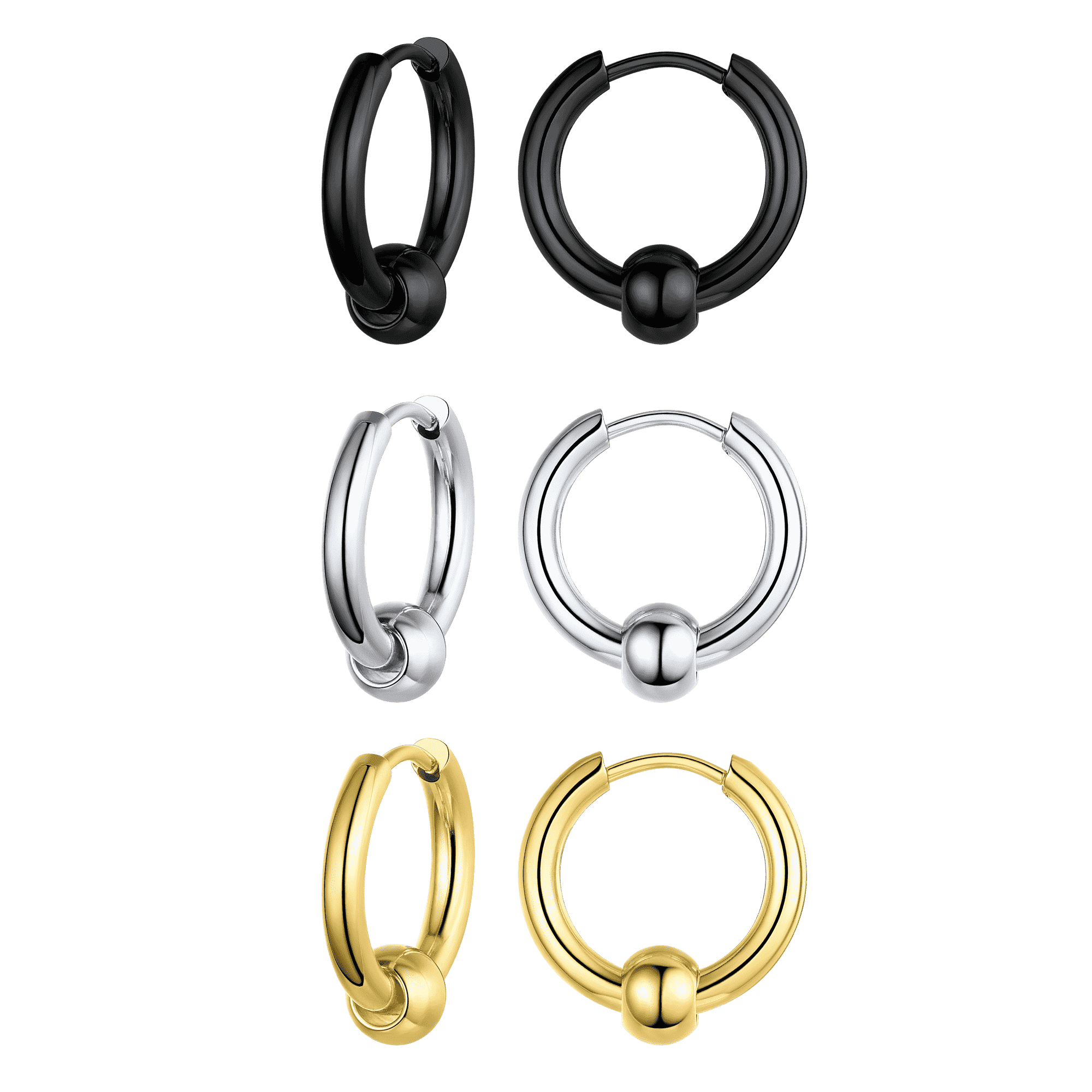 Samll Piercing Huggie Hoop Earrings Set for 3 Pairs