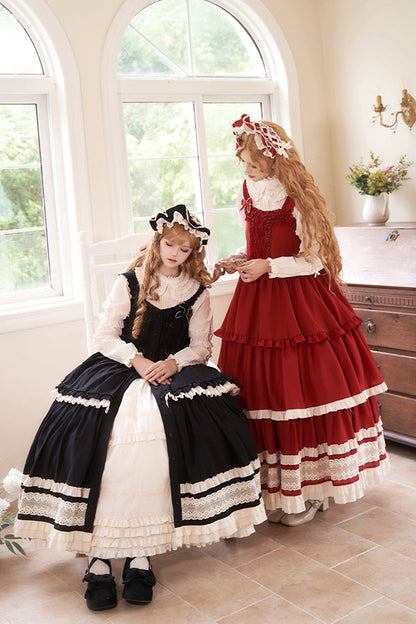 Red [lily] Multi-layered Ruffle Lace Classic Lolita Jsk Dress